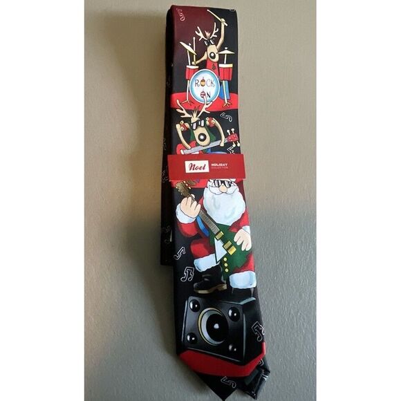 New With tags Noel Santa Rock Holiday‎ Tie - Picture 1 of 3
